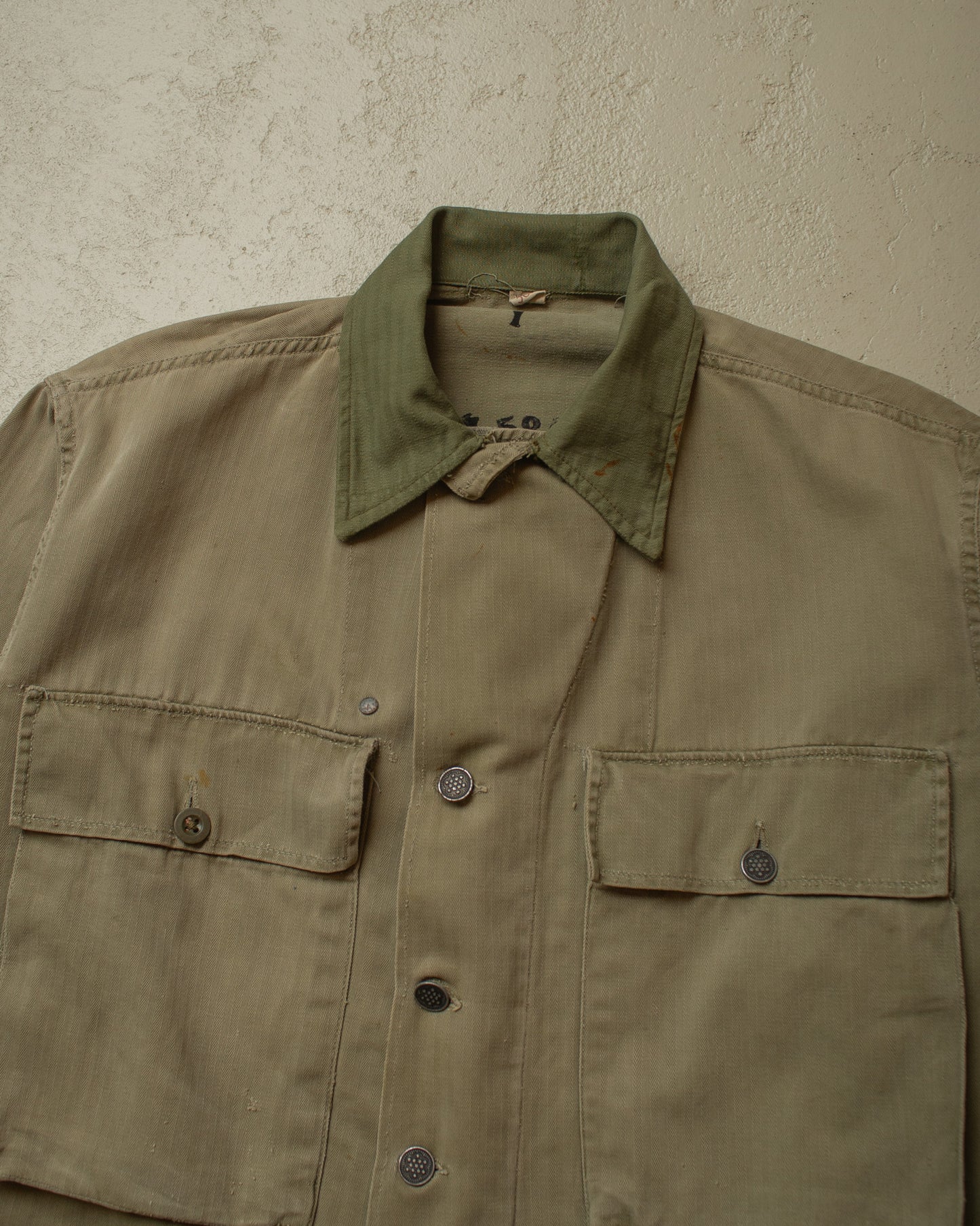1940s WW2 US Army repaired HBT (Gas Flap)Jacket khaki - M