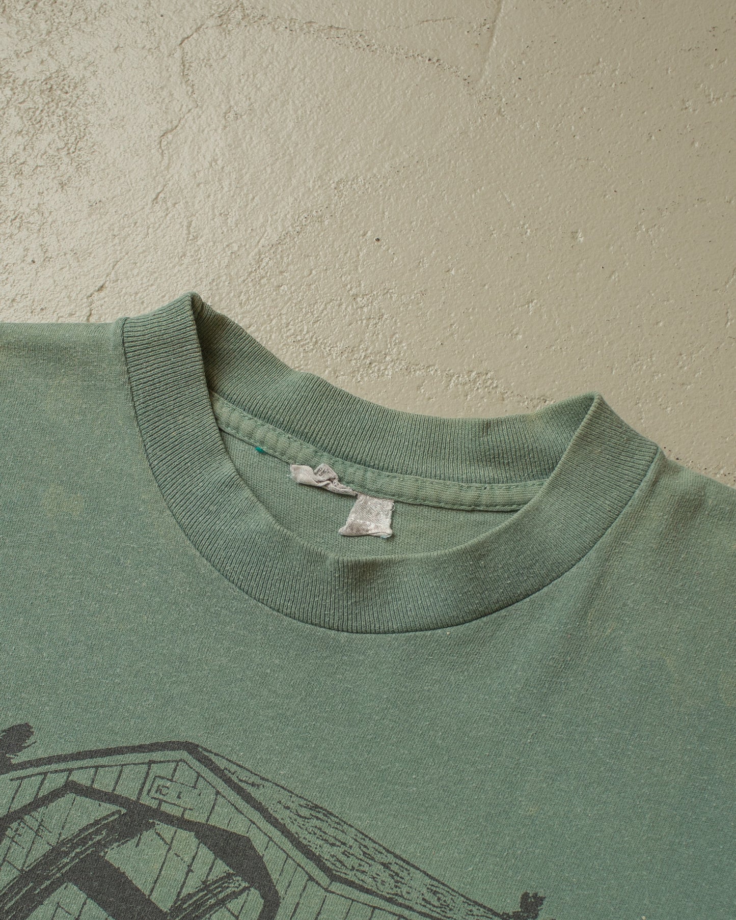 1980s stained Lancester County T-shirt green - M/L