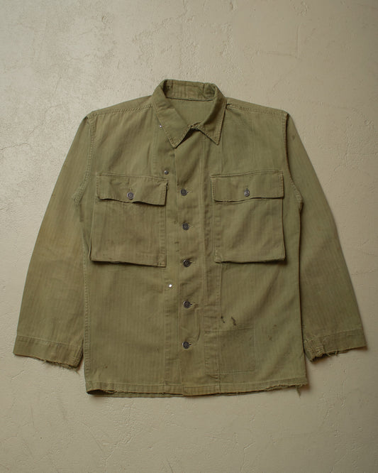 1940s US Army WW2 HBT (Gas Flap) Jacket khaki - M