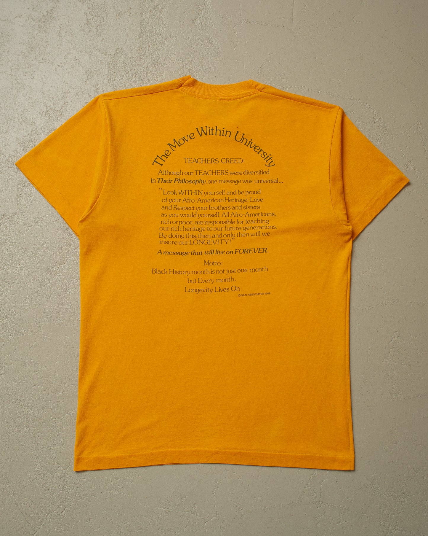 1989 "Longevity lives on" T-shirt yellow - M/L
