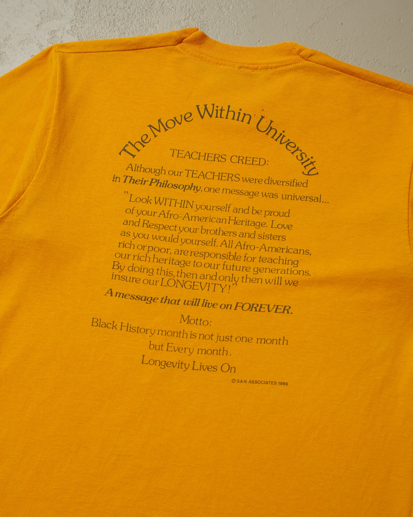 1989 "Longevity lives on" T-shirt yellow - M/L