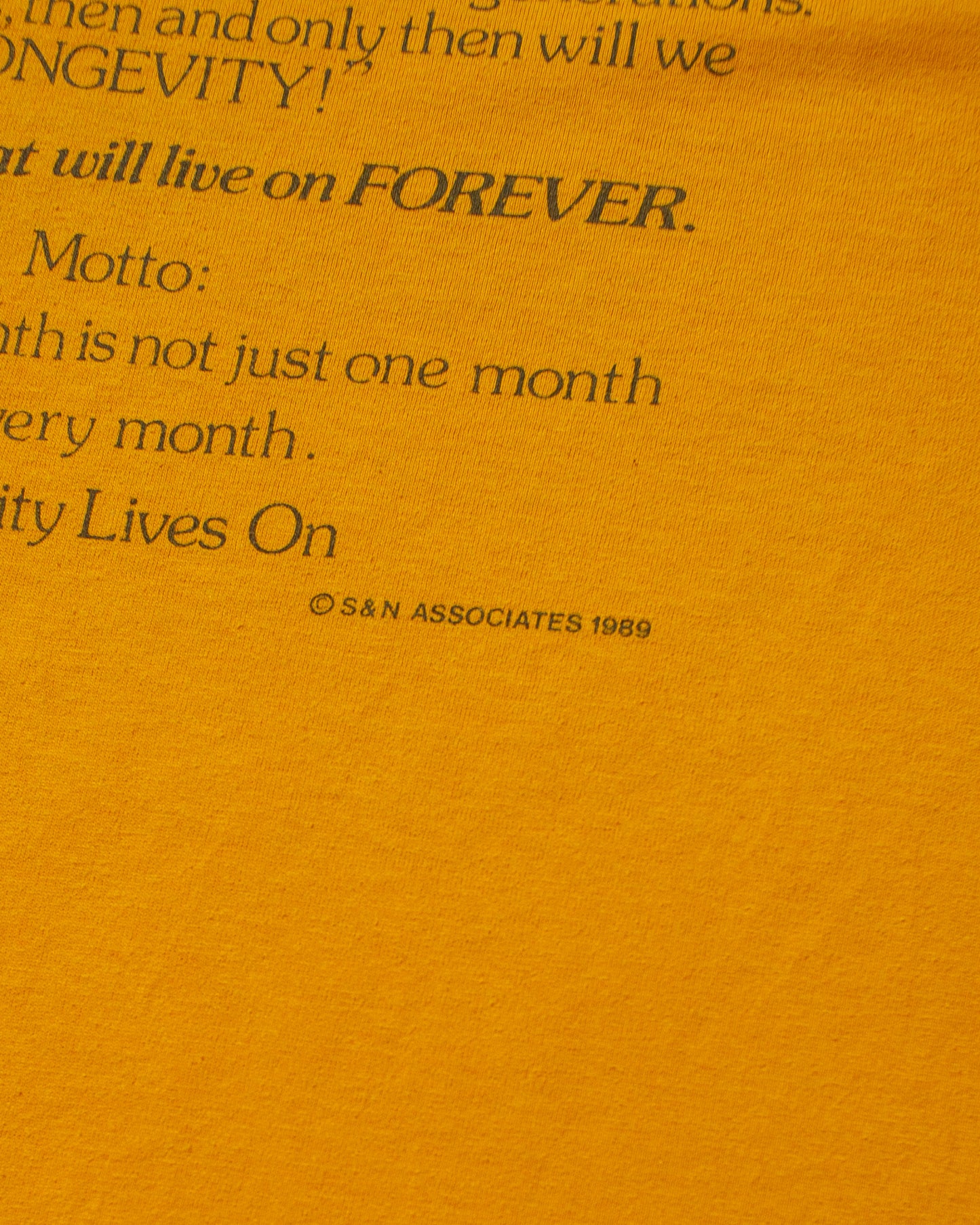 1989 "Longevity lives on" T-shirt yellow - M/L