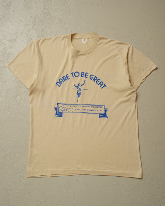 1980s "Dare to be Great" T-shirt beige - L