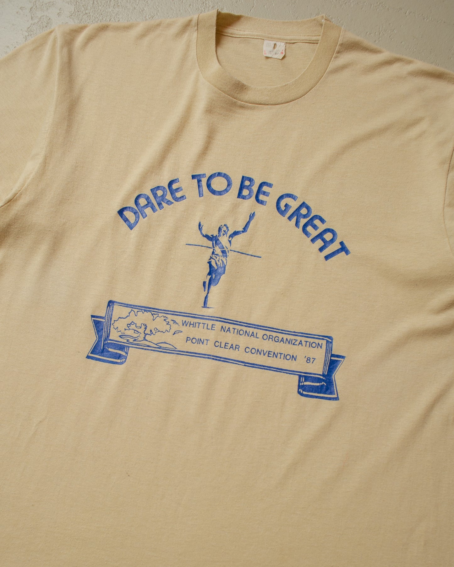 1980s "Dare to be Great" T-shirt beige - L