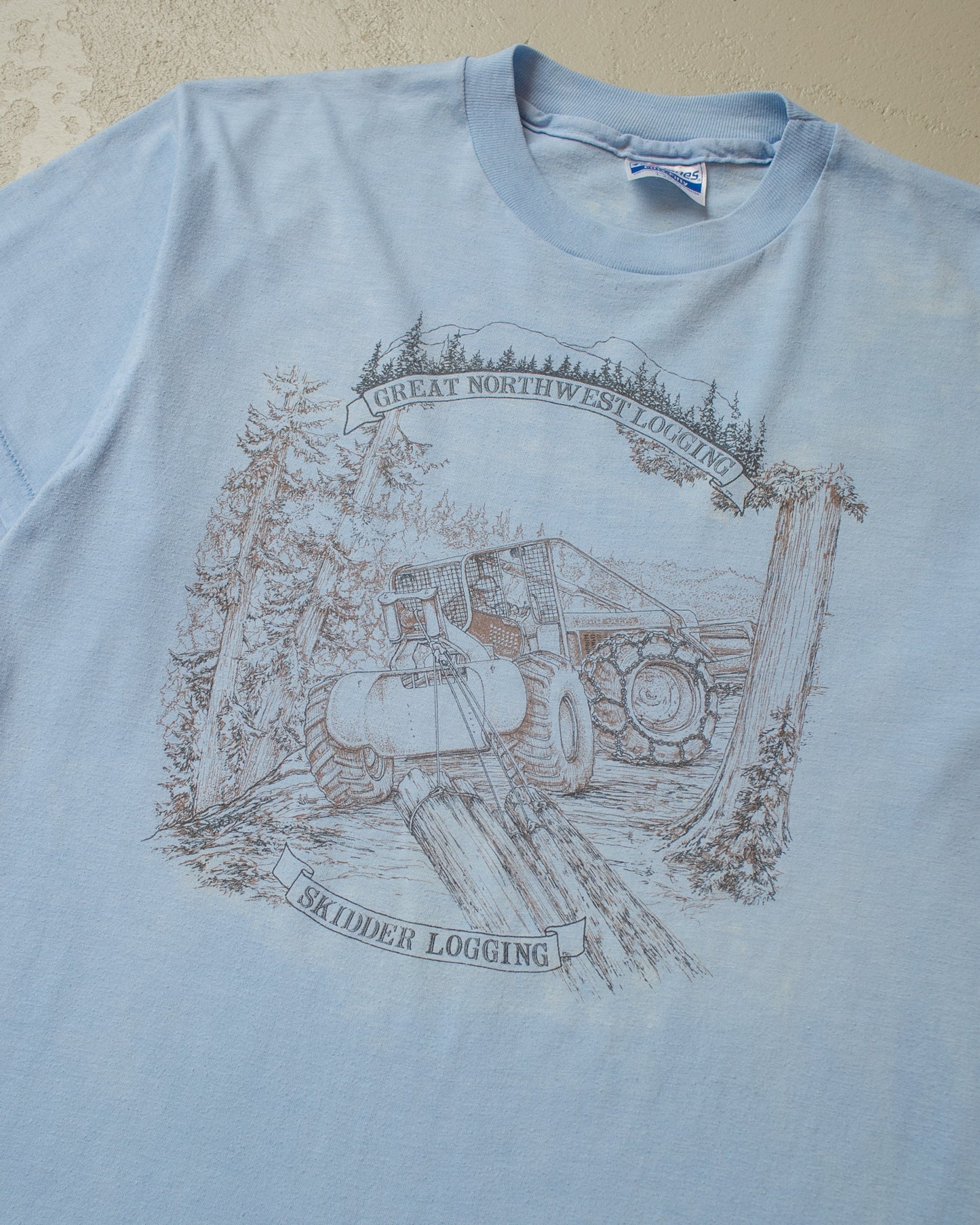 1980s Skidder Logging T-shirt blue - M