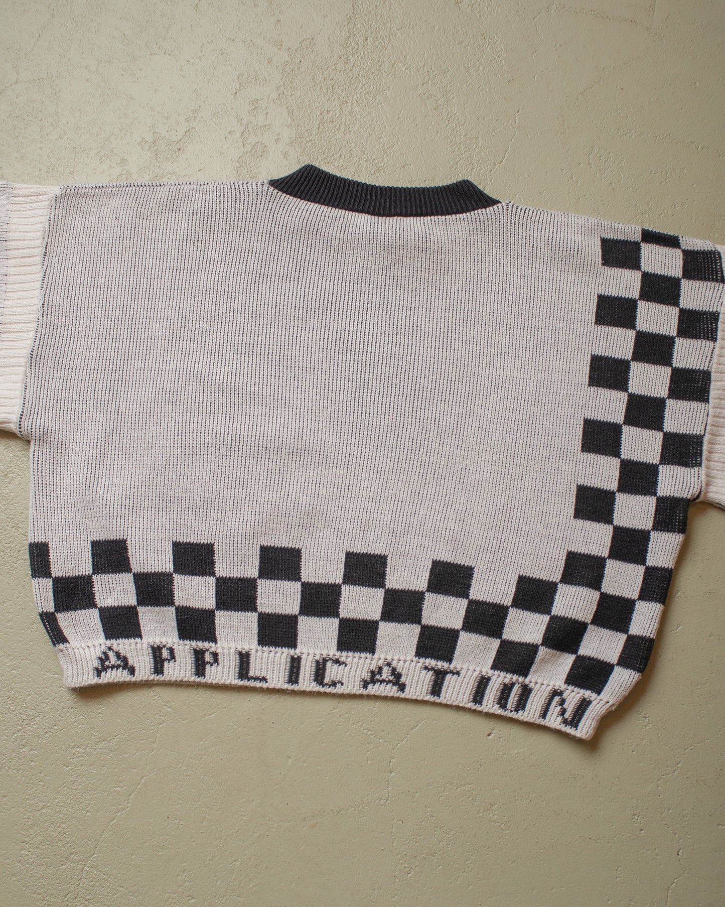 1980s Disney "60 Years Mickey" Boxy Short Sleeve knit white/black - M/L