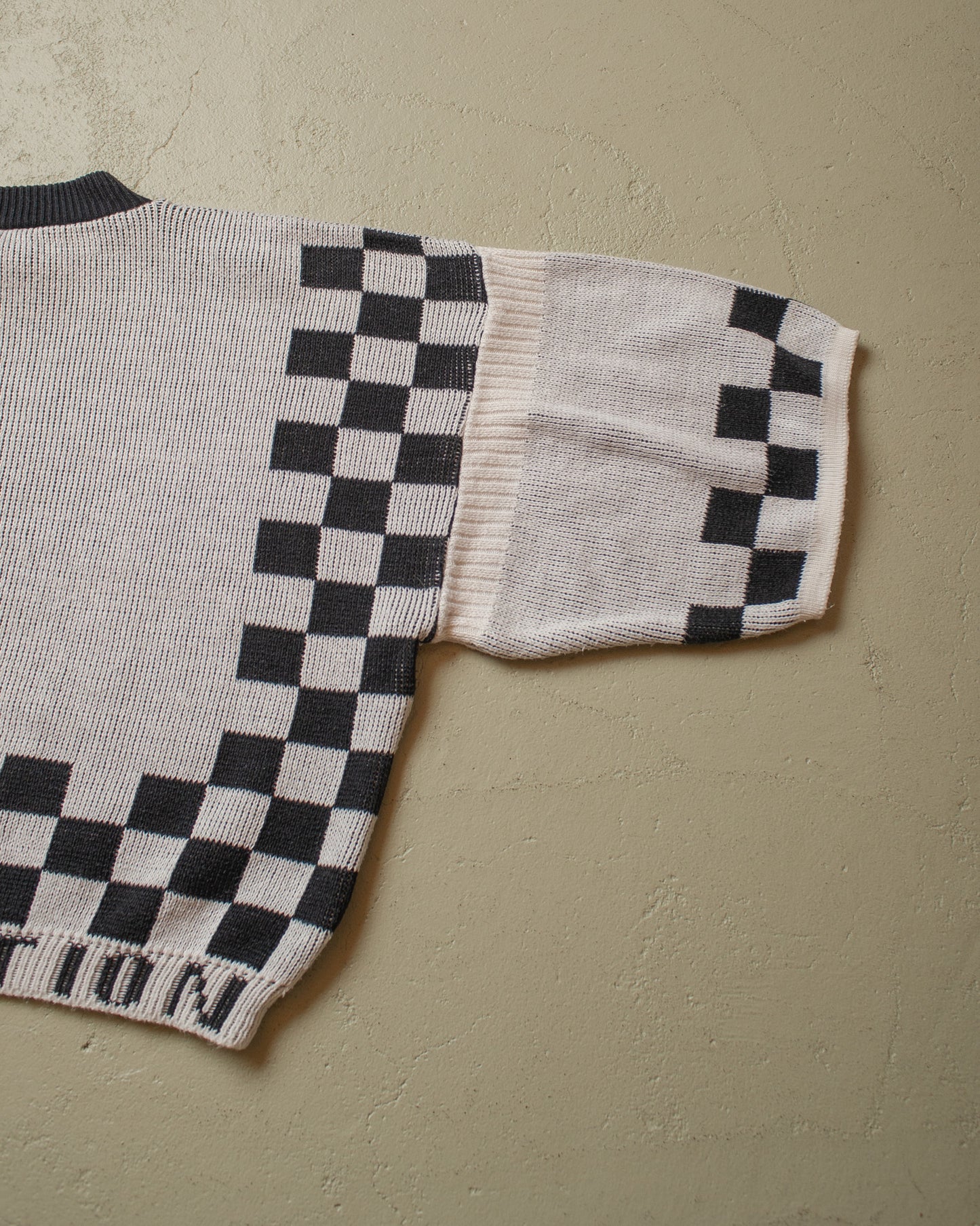 1980s Disney "60 Years Mickey" Boxy Short Sleeve knit white/black - M/L