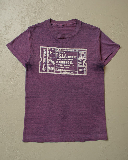 1982 T.S.I.A Bash Faded Ticket T-shirt purple - XS/S