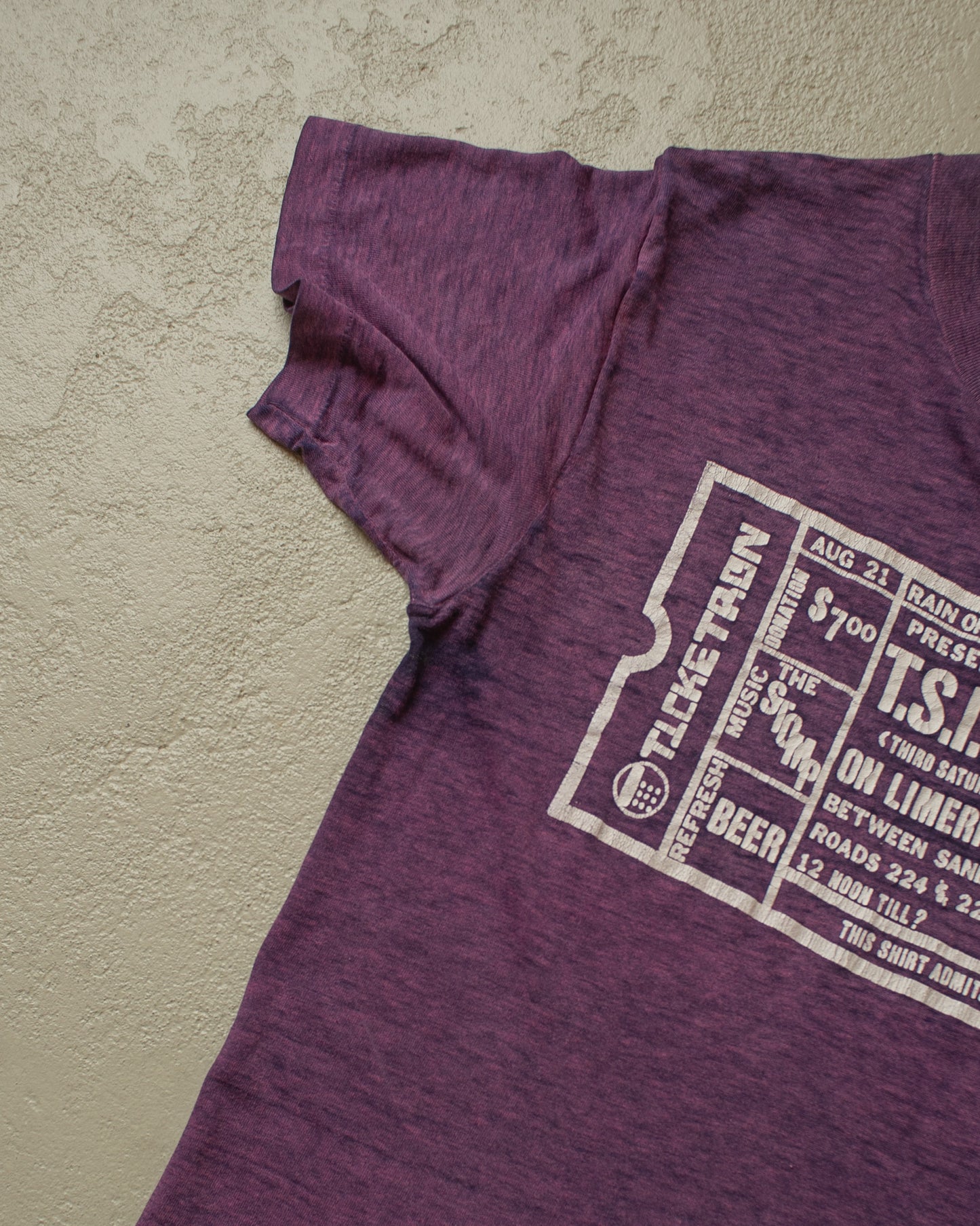 1982 T.S.I.A Bash Faded Ticket T-shirt purple - XS/S