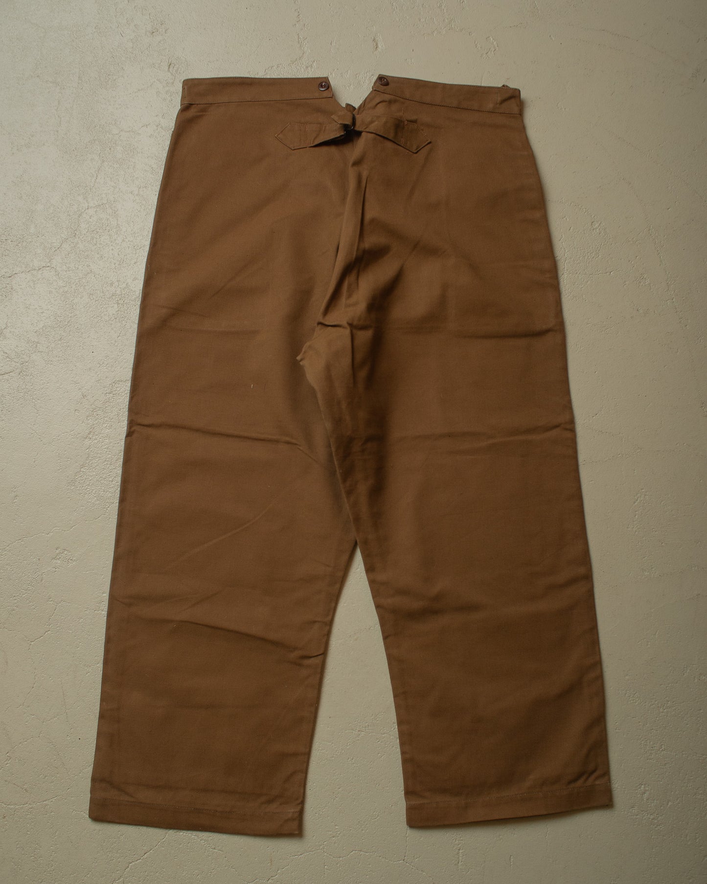 1940s/50s Deadstock French Railway FIshtail Canvas Pants brown - W41 L28