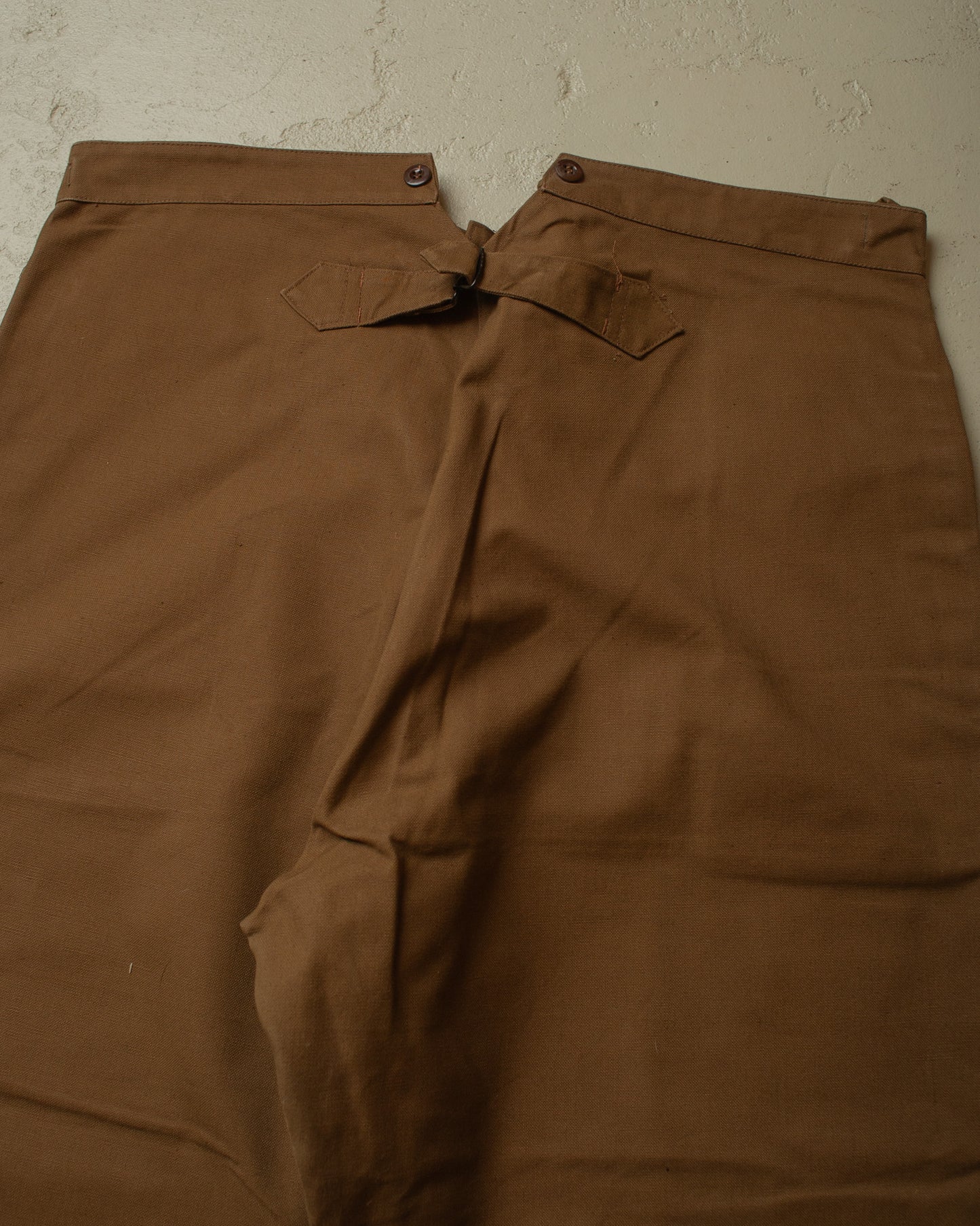 1940s/50s Deadstock French Railway FIshtail Canvas Pants brown - W41 L28