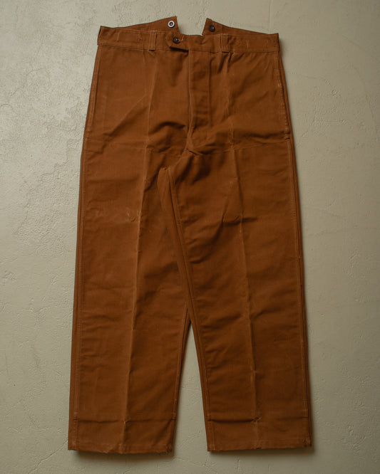 1940s/50s French Railway Canvas Fishtail Pants brown - W35 L27