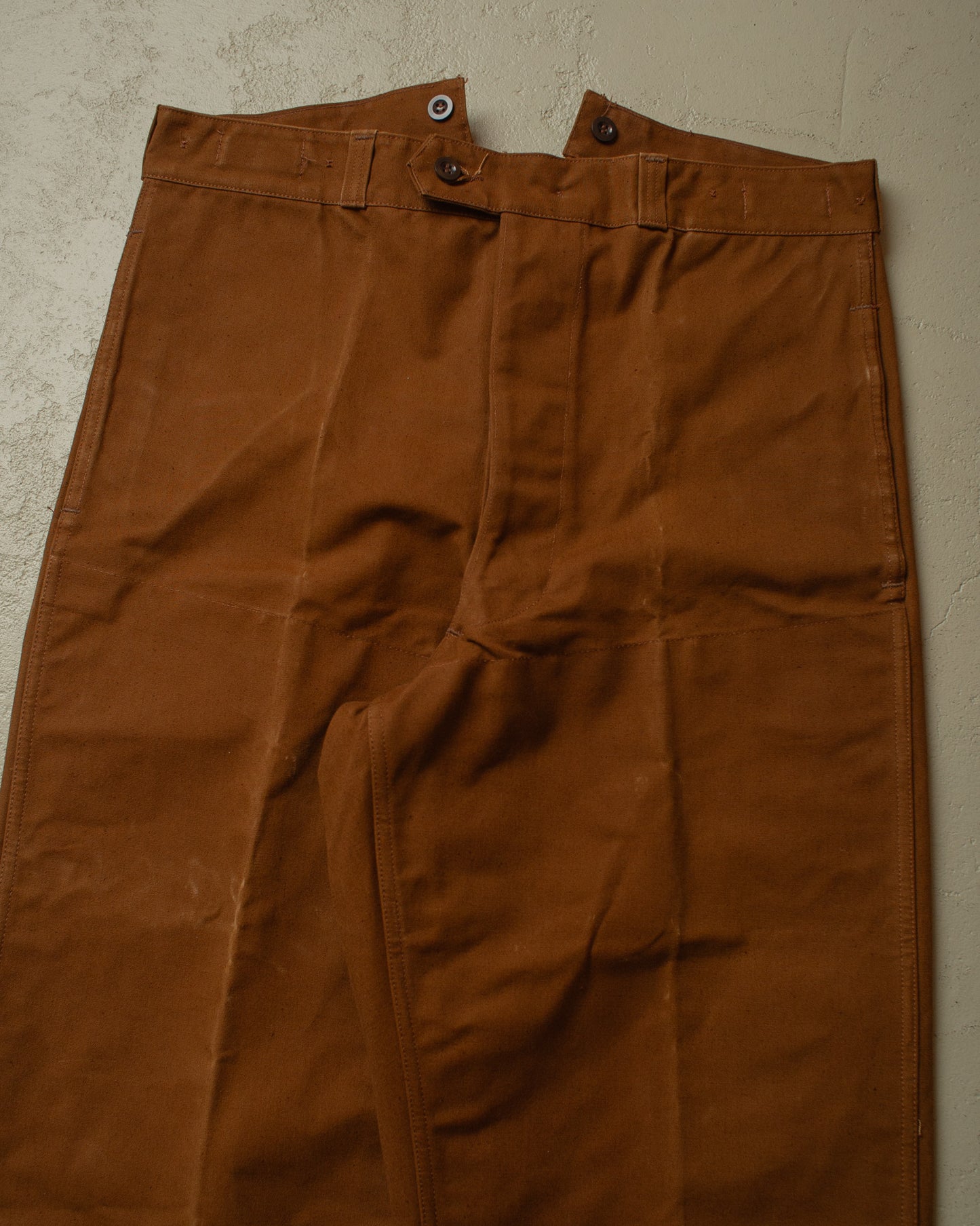 1940s/50s French Railway Canvas Fishtail Pants brown - W35 L27