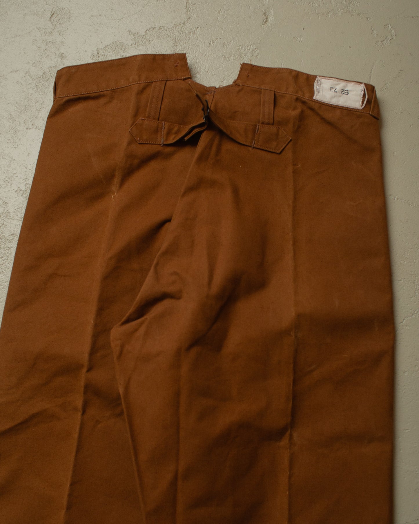 1940s/50s French Railway Canvas Fishtail Pants brown - W35 L27