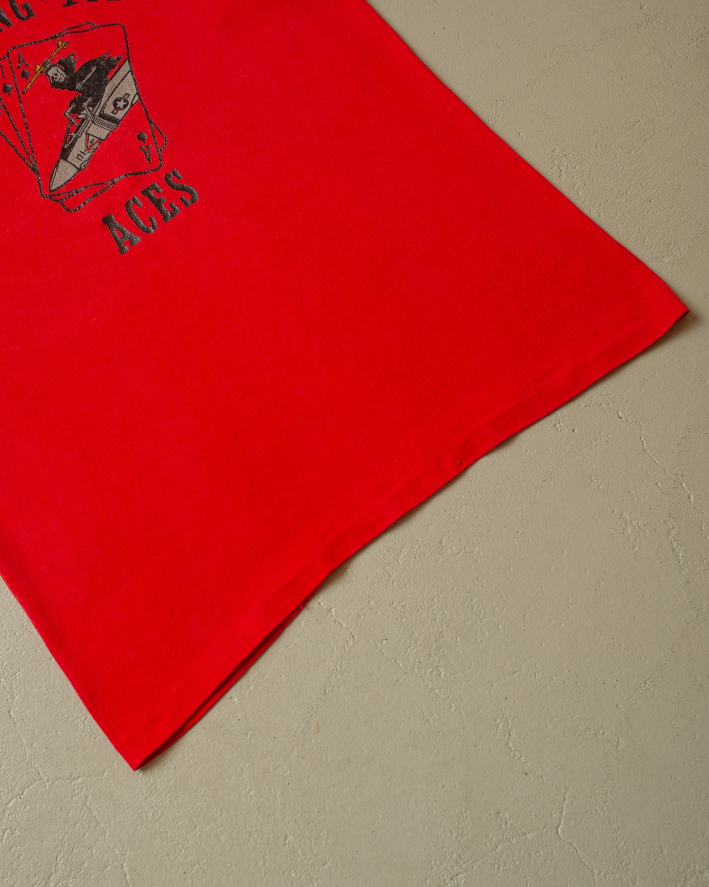 1980s Fighting-171 Aces Army T-shirt red - M/L