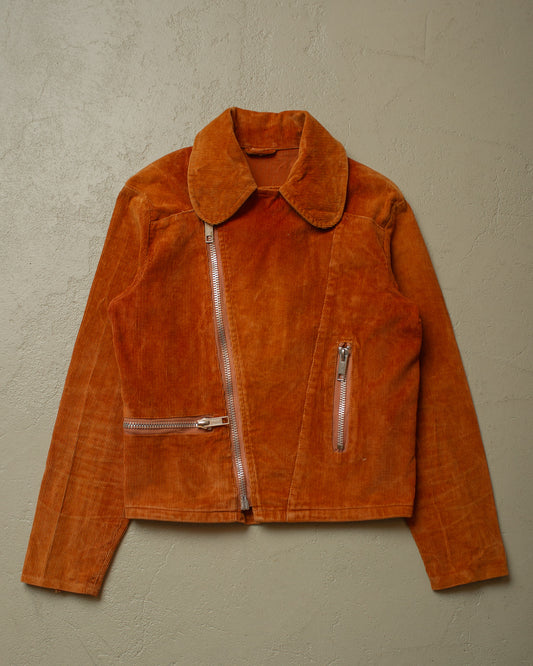 1970s Corduroy Biker Jacket orange/brown - S