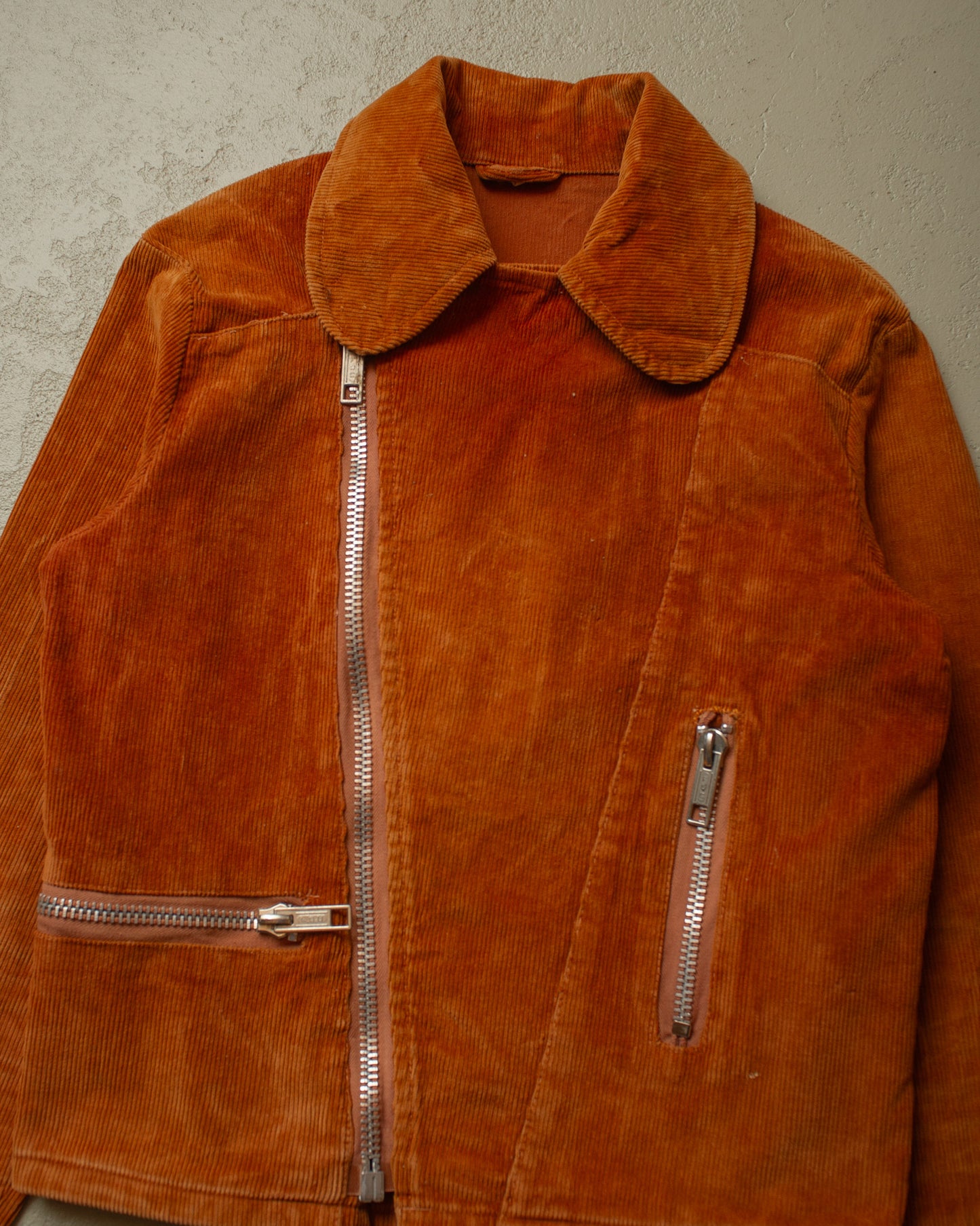1970s Corduroy Biker Jacket orange/brown - S