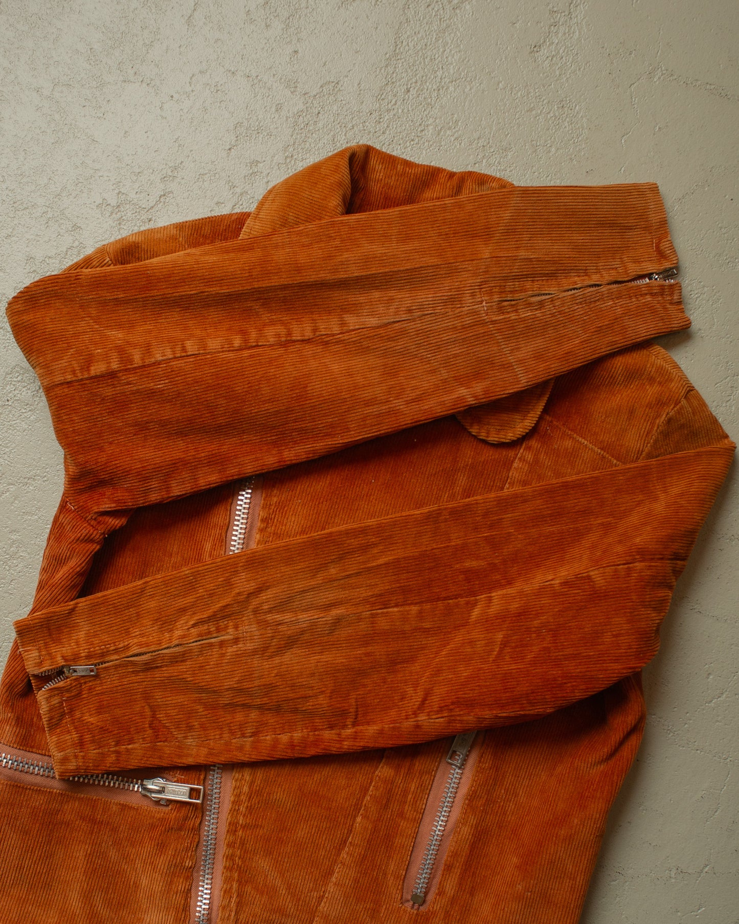 1970s Corduroy Biker Jacket orange/brown - S