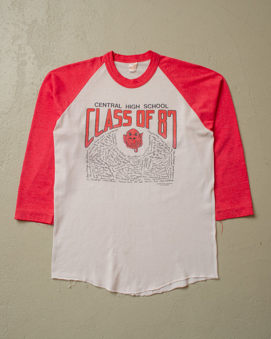 1987 stained Central High School 3/4 Sleeve Shirt - S
