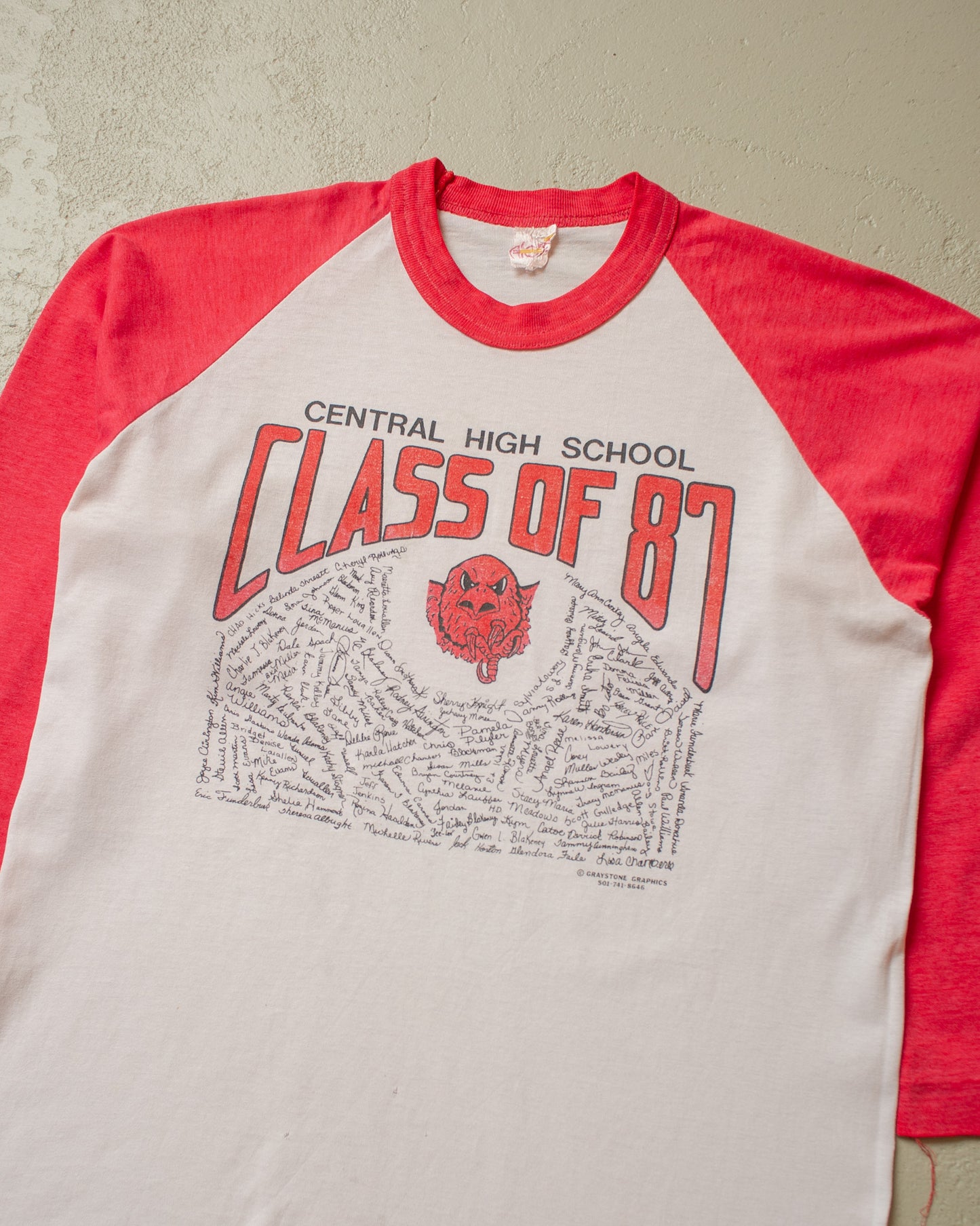 1987 stained Central High School 3/4 Sleeve Shirt - S
