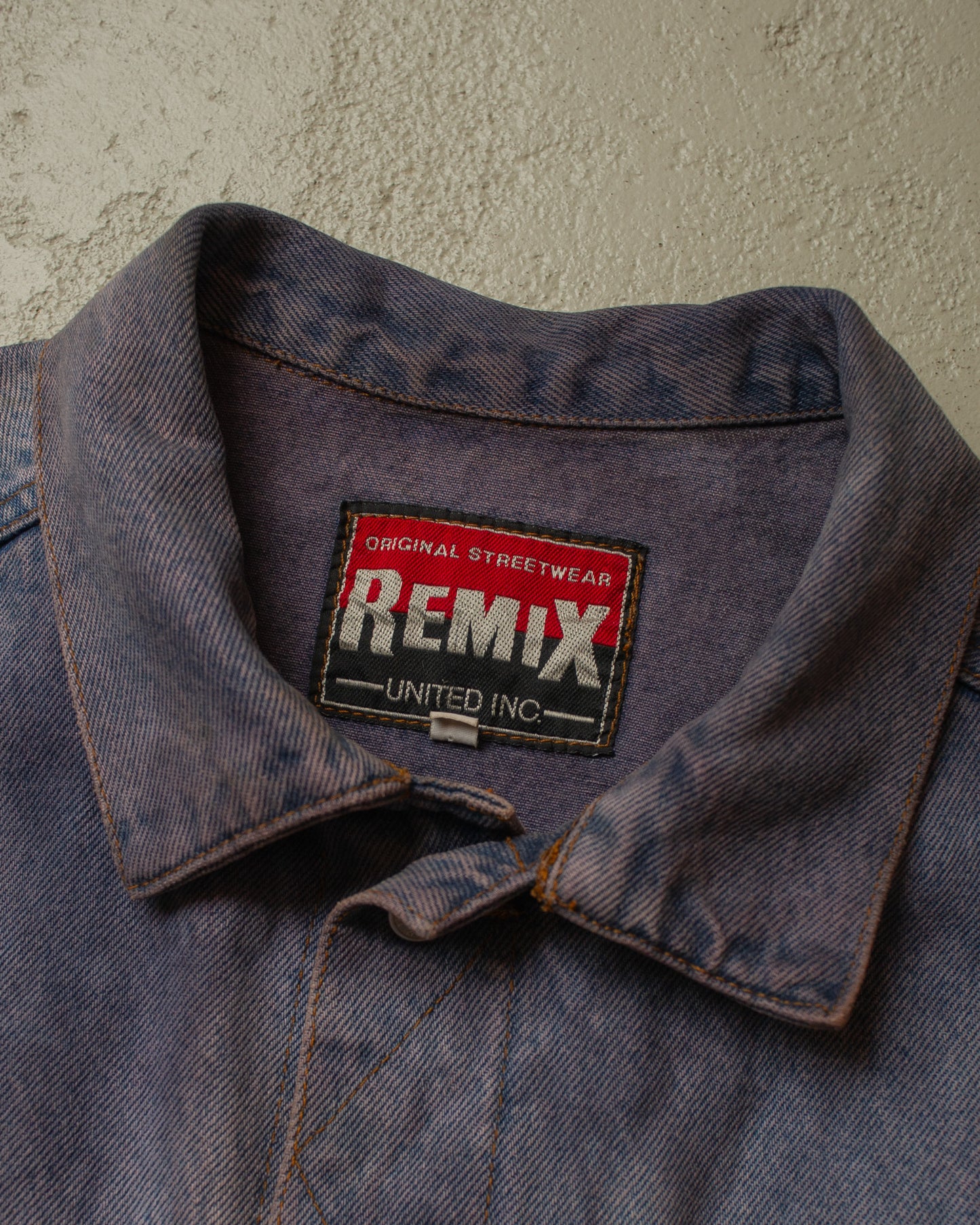 1980s Remix crazy Fade Denim Vest blue/purple - XL