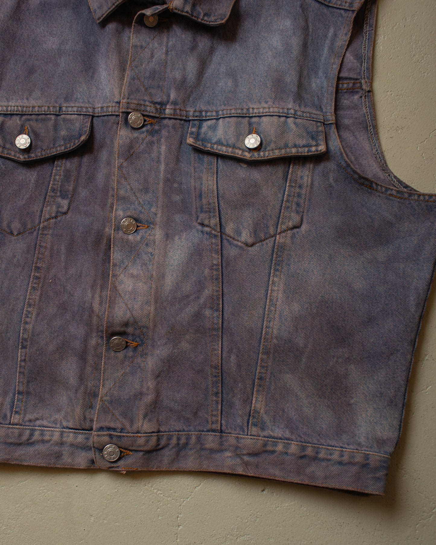 1980s Remix crazy Fade Denim Vest blue/purple - XL