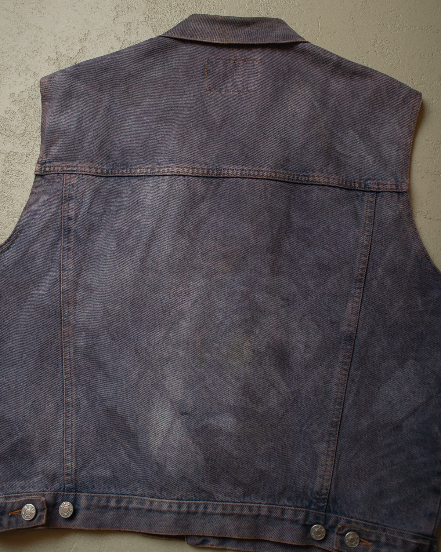 1980s Remix crazy Fade Denim Vest blue/purple - XL