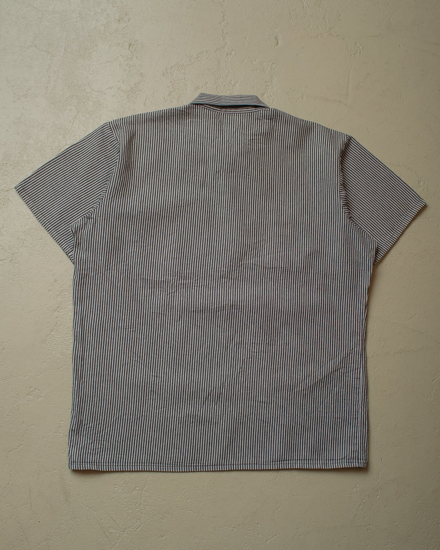 1990s Ben Davis Quarter Zip striped Work Shirt blue - XL/XXL