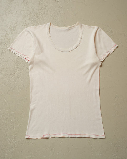 1940s/50s? Contrast Stitch Blank T-shirt white - M