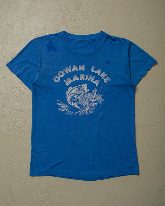 1980s Paperthin Cowan Lake T-shirt blue - S/M