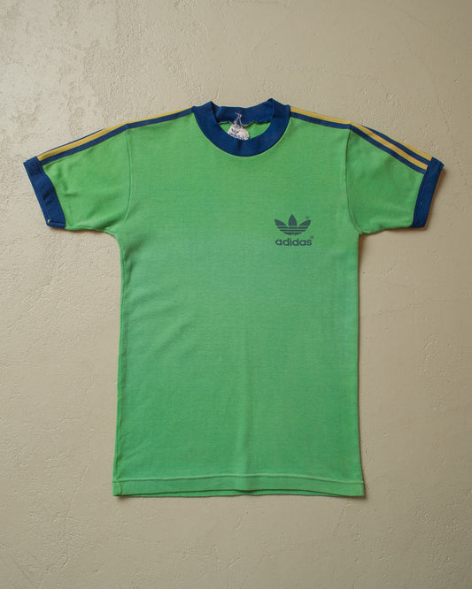 1980s Adidas Faded Ringer T-shirt green - S