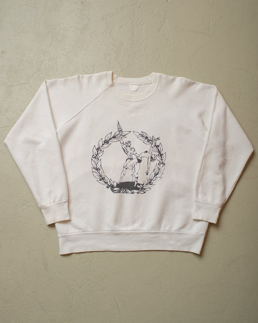 1980s  distressed Fitnesscenter Norge Sweatshirt white - L