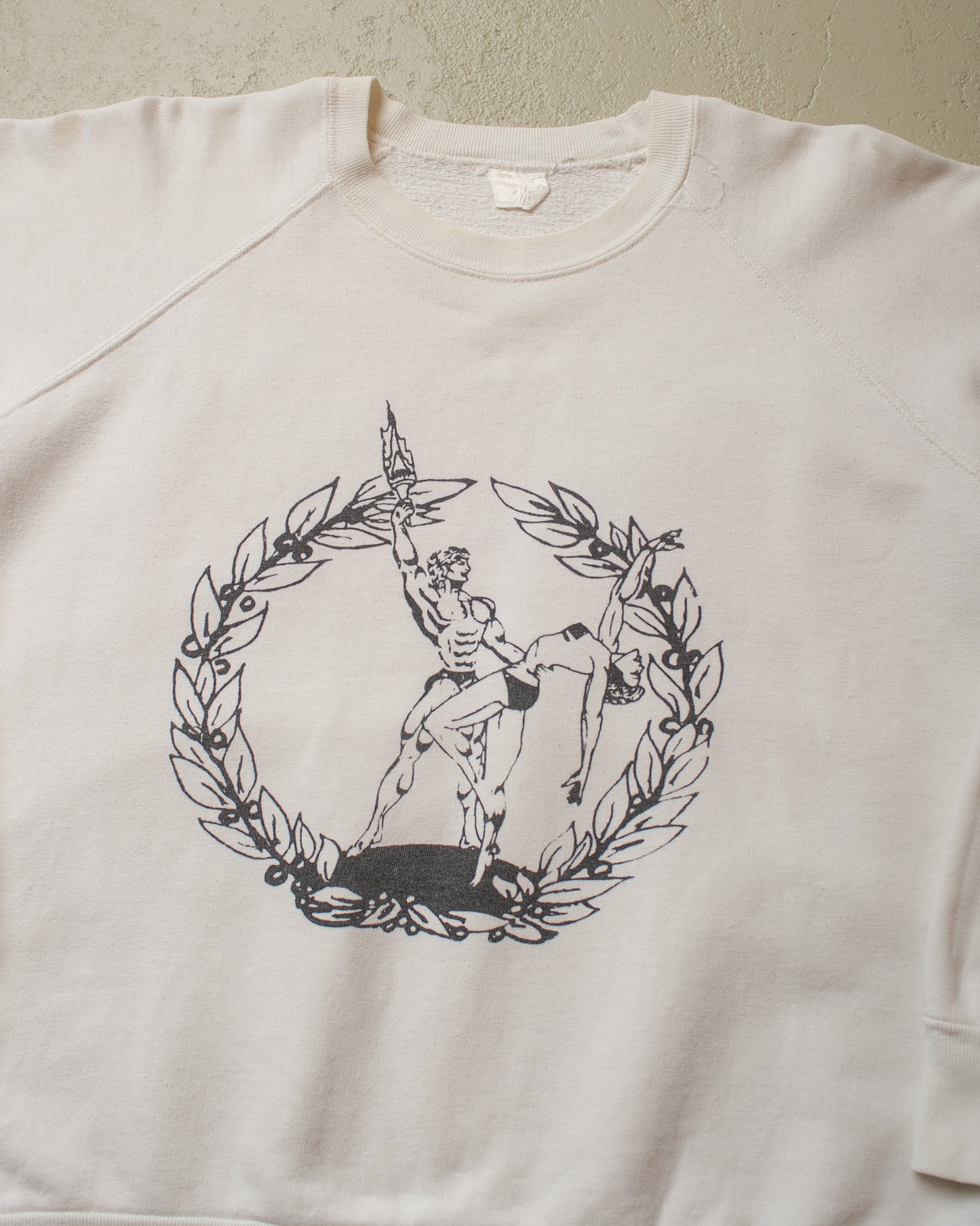 1980s  distressed Fitnesscenter Norge Sweatshirt white - L