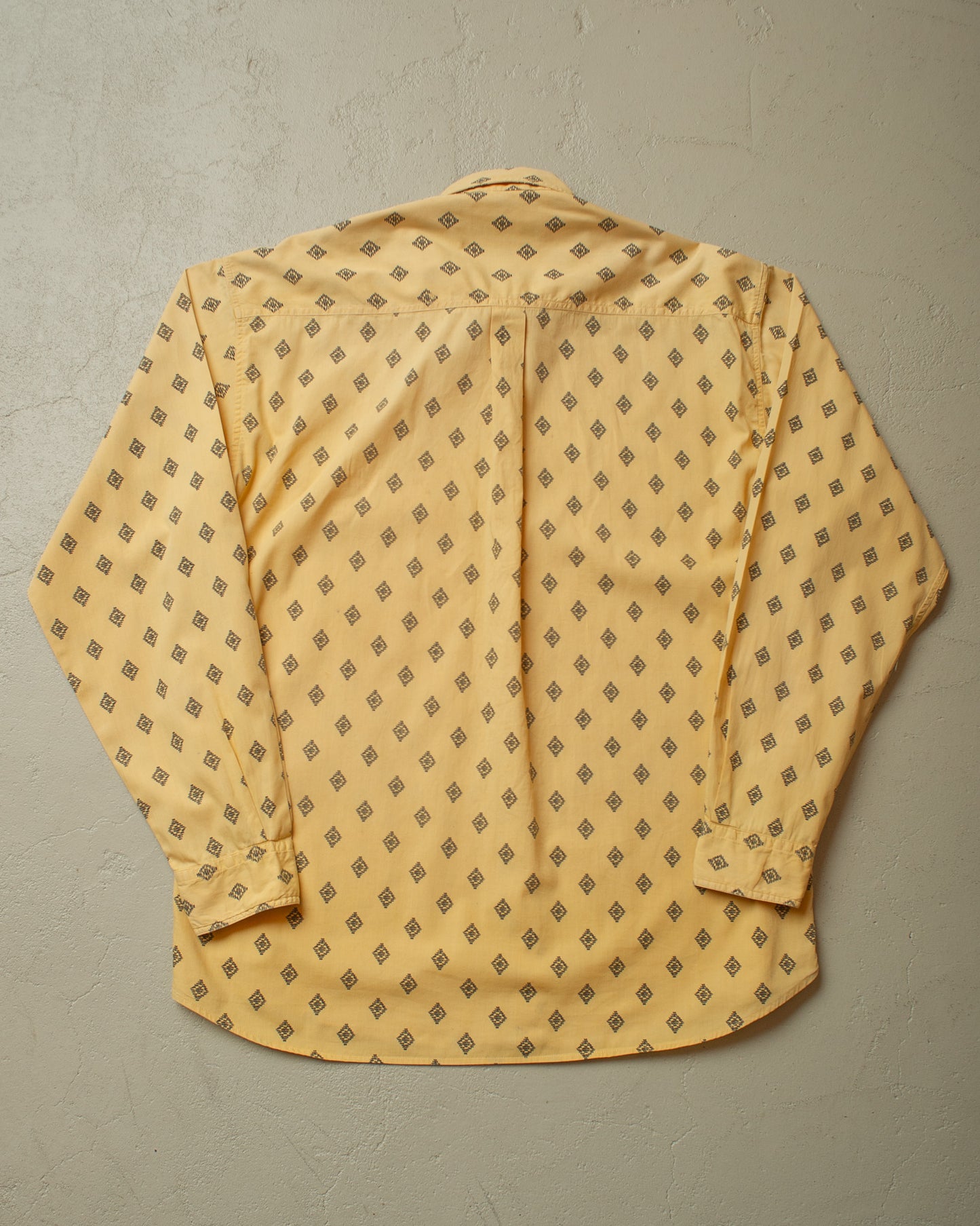 1970s/80s Point Collar Pattern Shirt mustard - L/XL