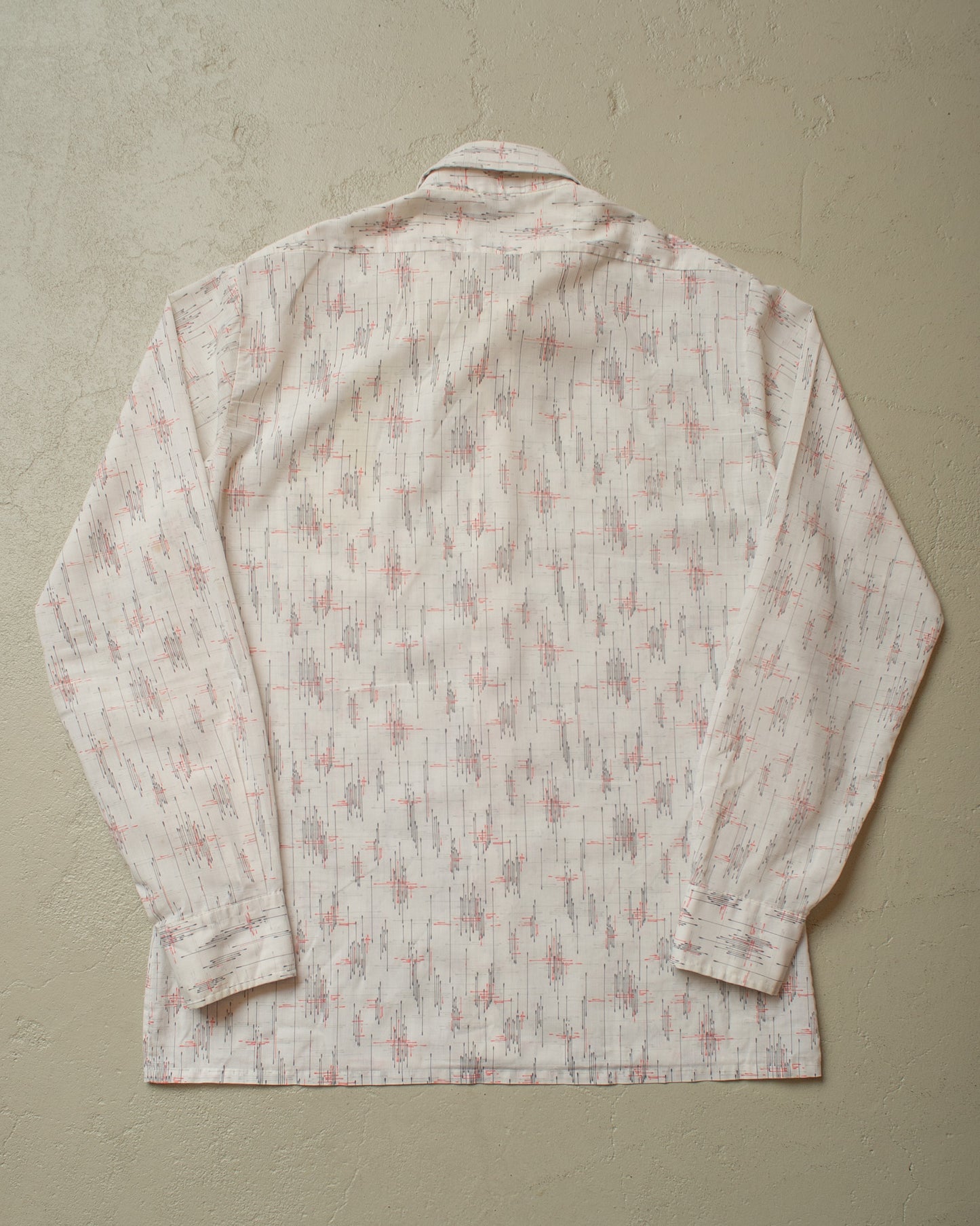 1970s Point Collar Pattern Shirt white - L