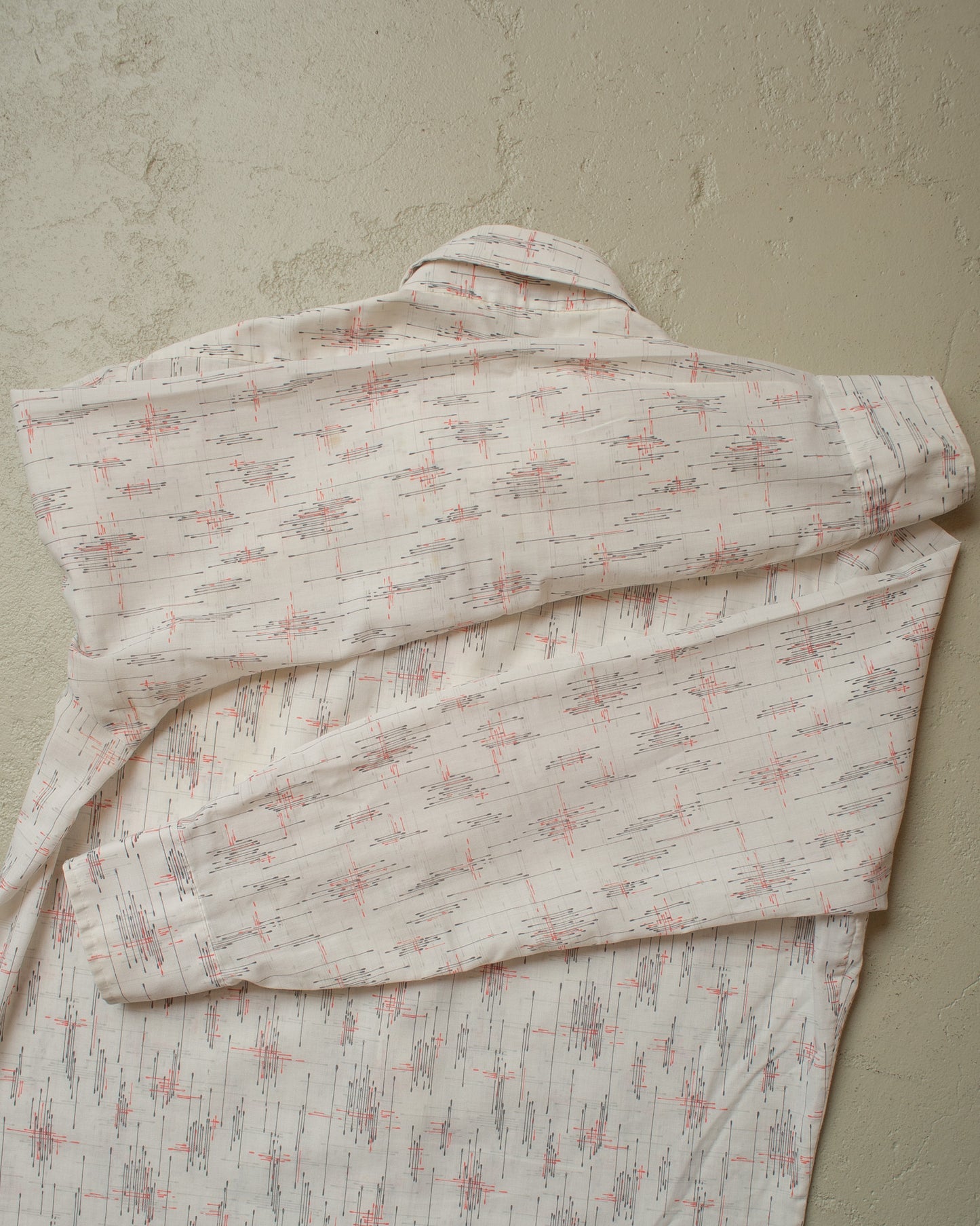 1970s Point Collar Pattern Shirt white - L