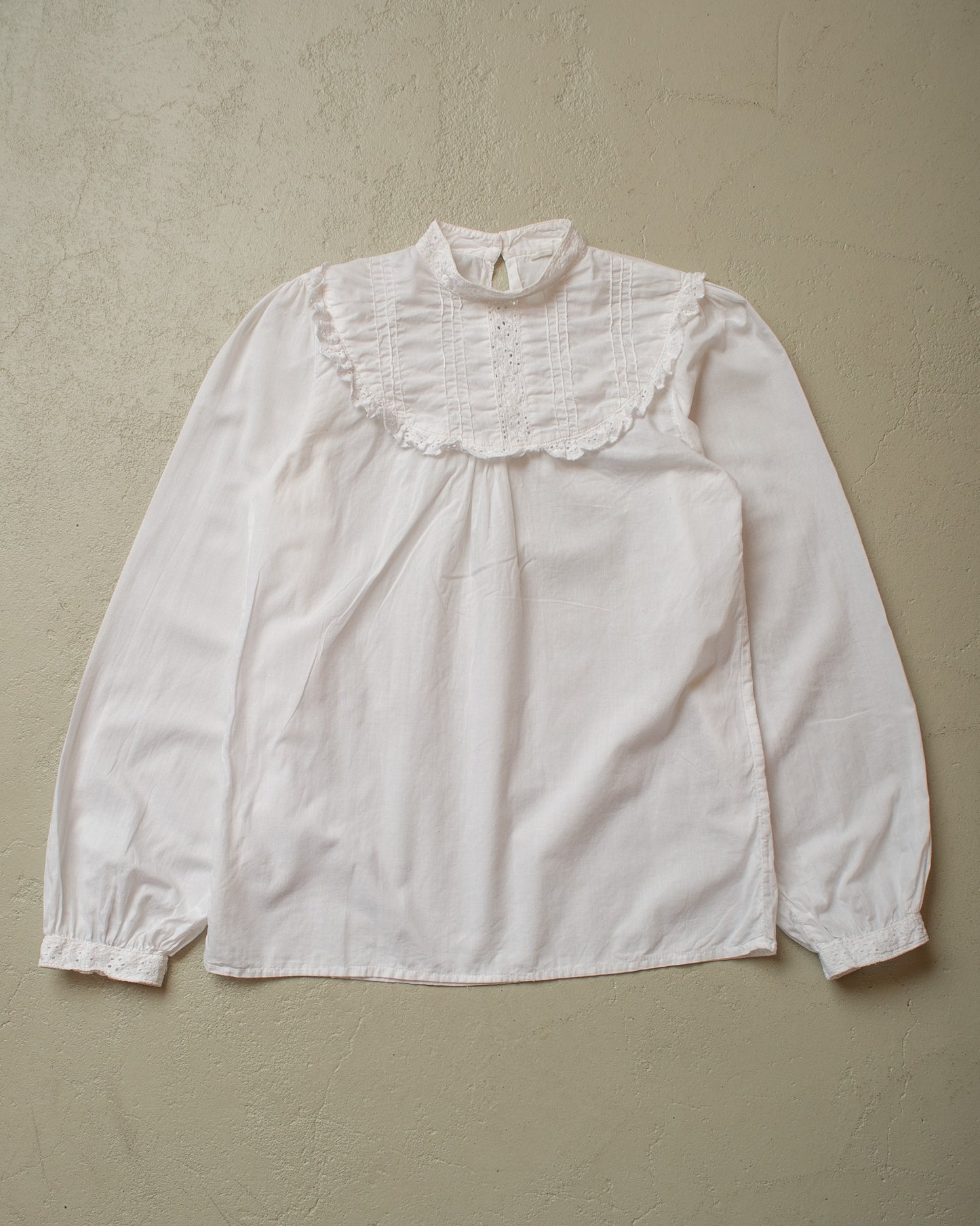 1970s Womens High Neck Blouse white - S