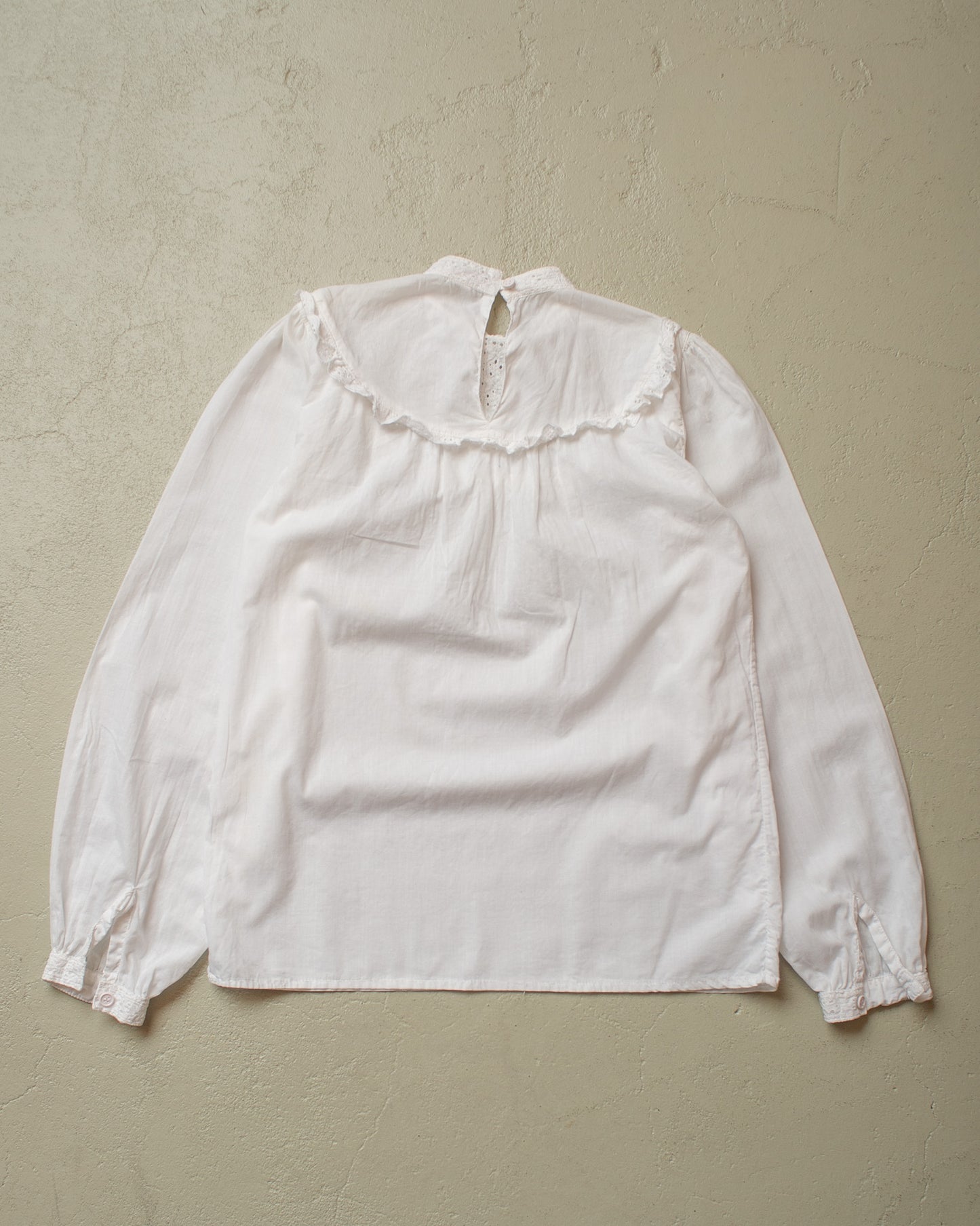 1970s Womens High Neck Blouse white - S