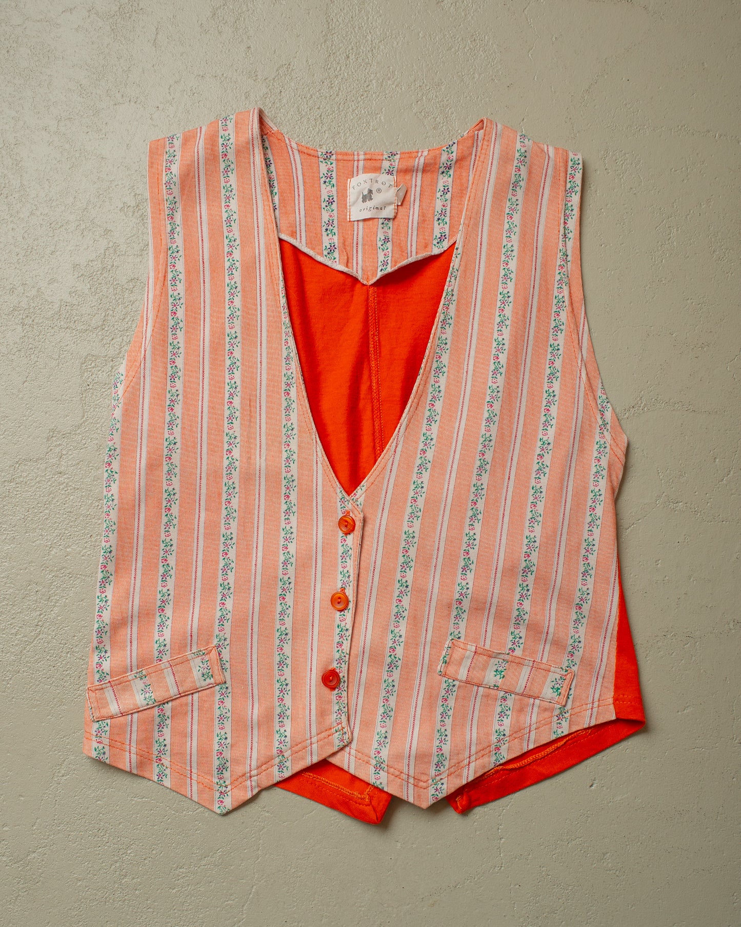 1970s Foxtrot striped Pattern Vest orange - M