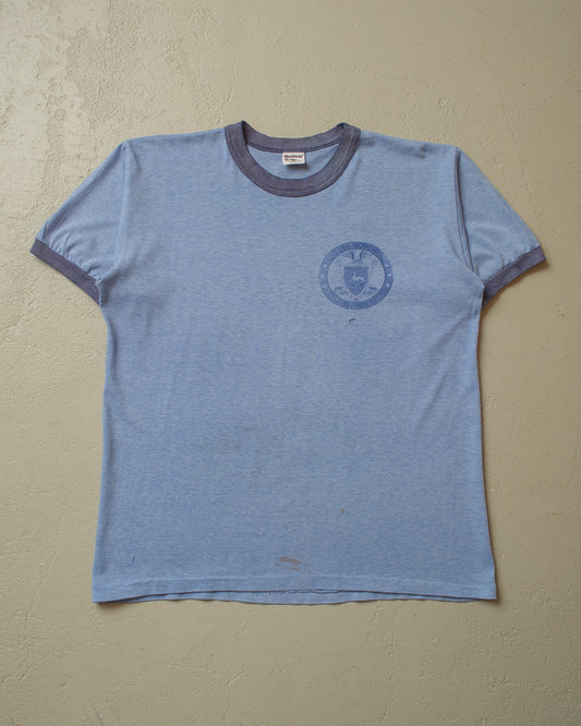 1983 USS Bowen Suez Canal Ringer T-shirt blue - M/L