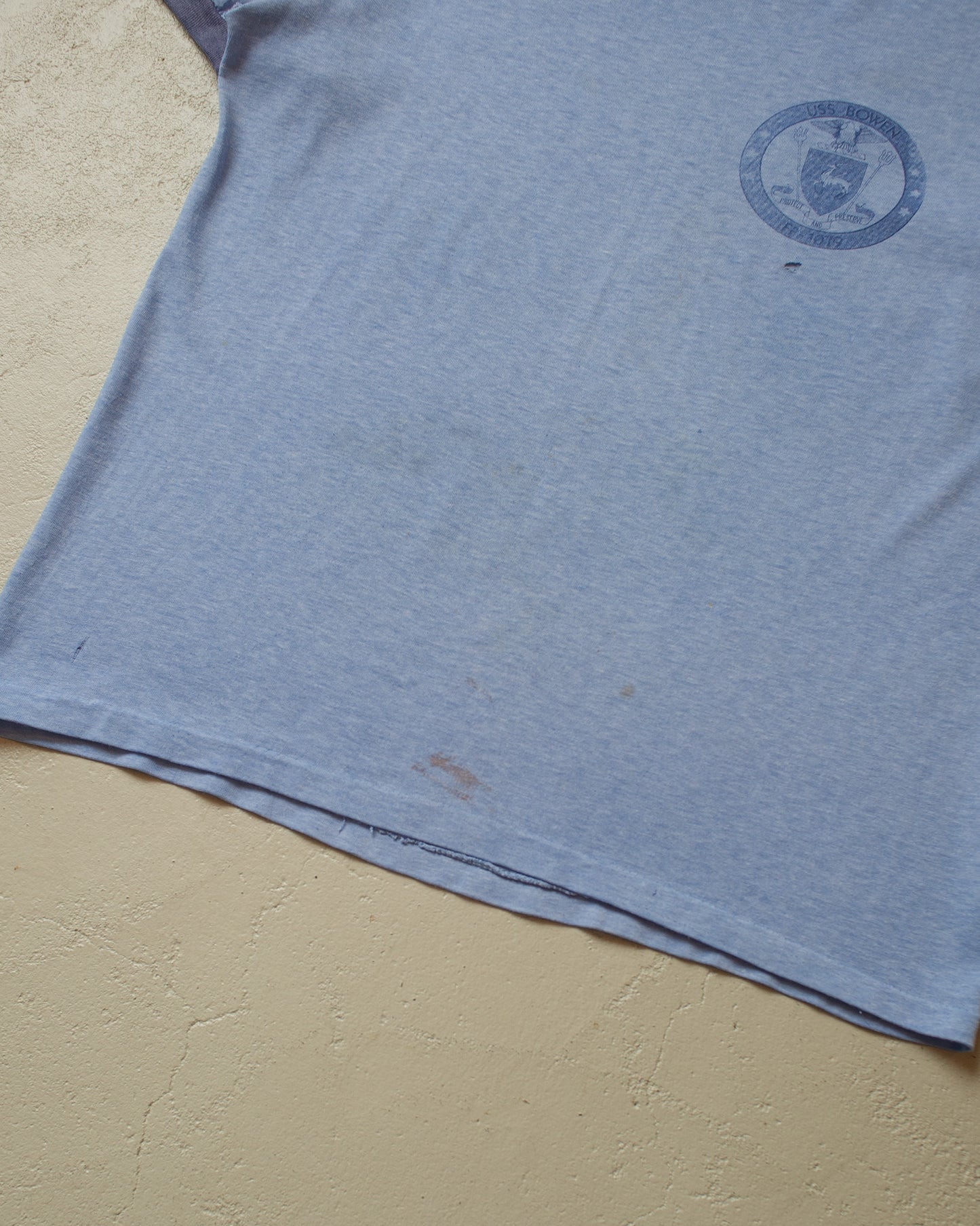 1983 USS Bowen Suez Canal Ringer T-shirt blue - M/L