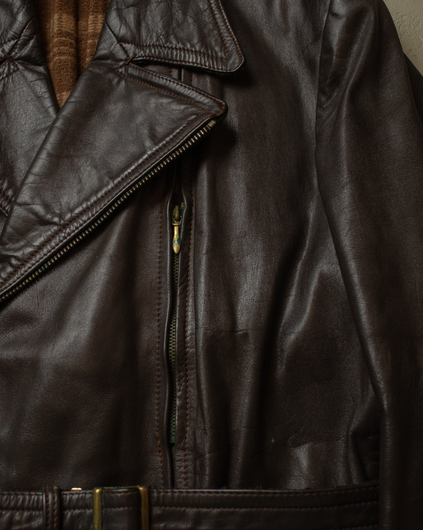 1950s German Biker Leather Jacket brown - M