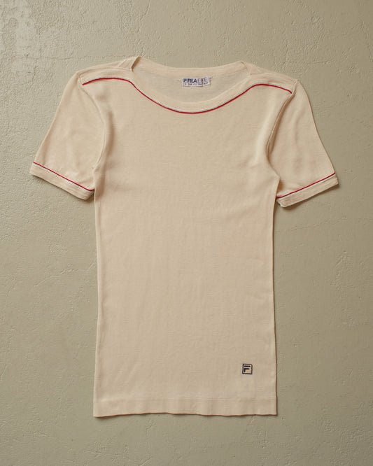 1980s Womens Fila Effe T-shirt creme - XS/S