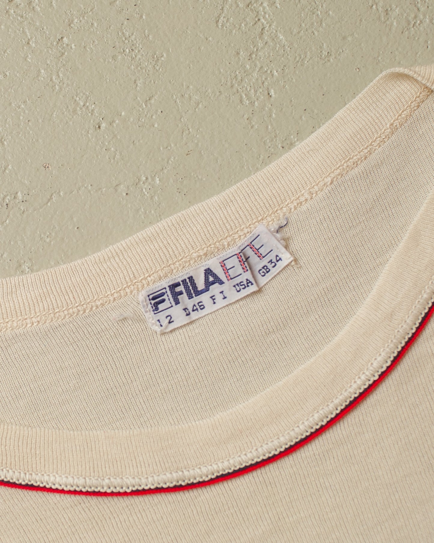 1980s Womens Fila Effe T-shirt creme - XS/S