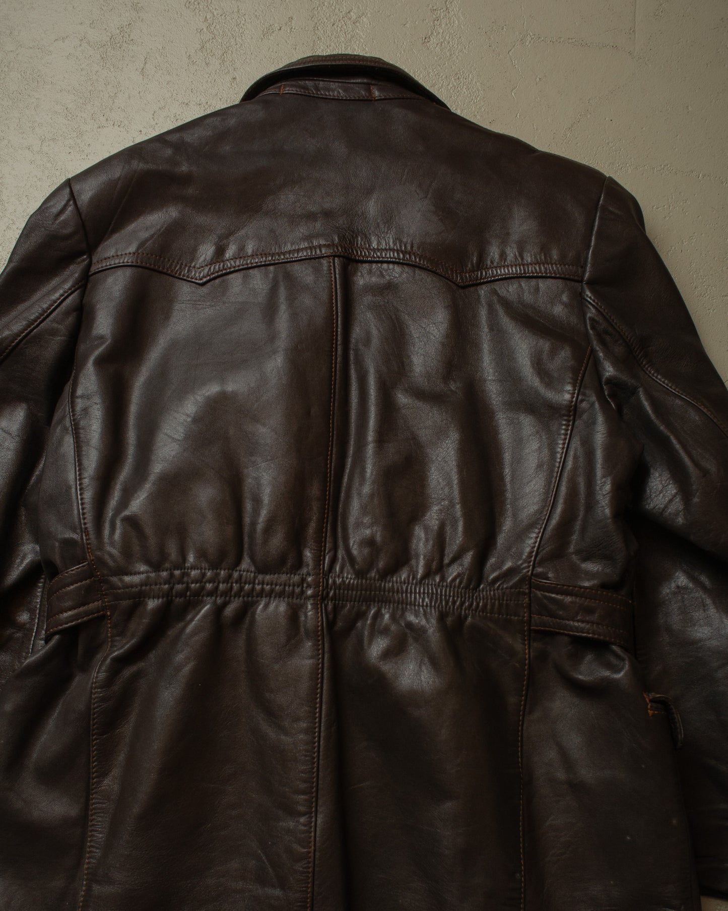 1950s German Biker Leather Jacket brown - M
