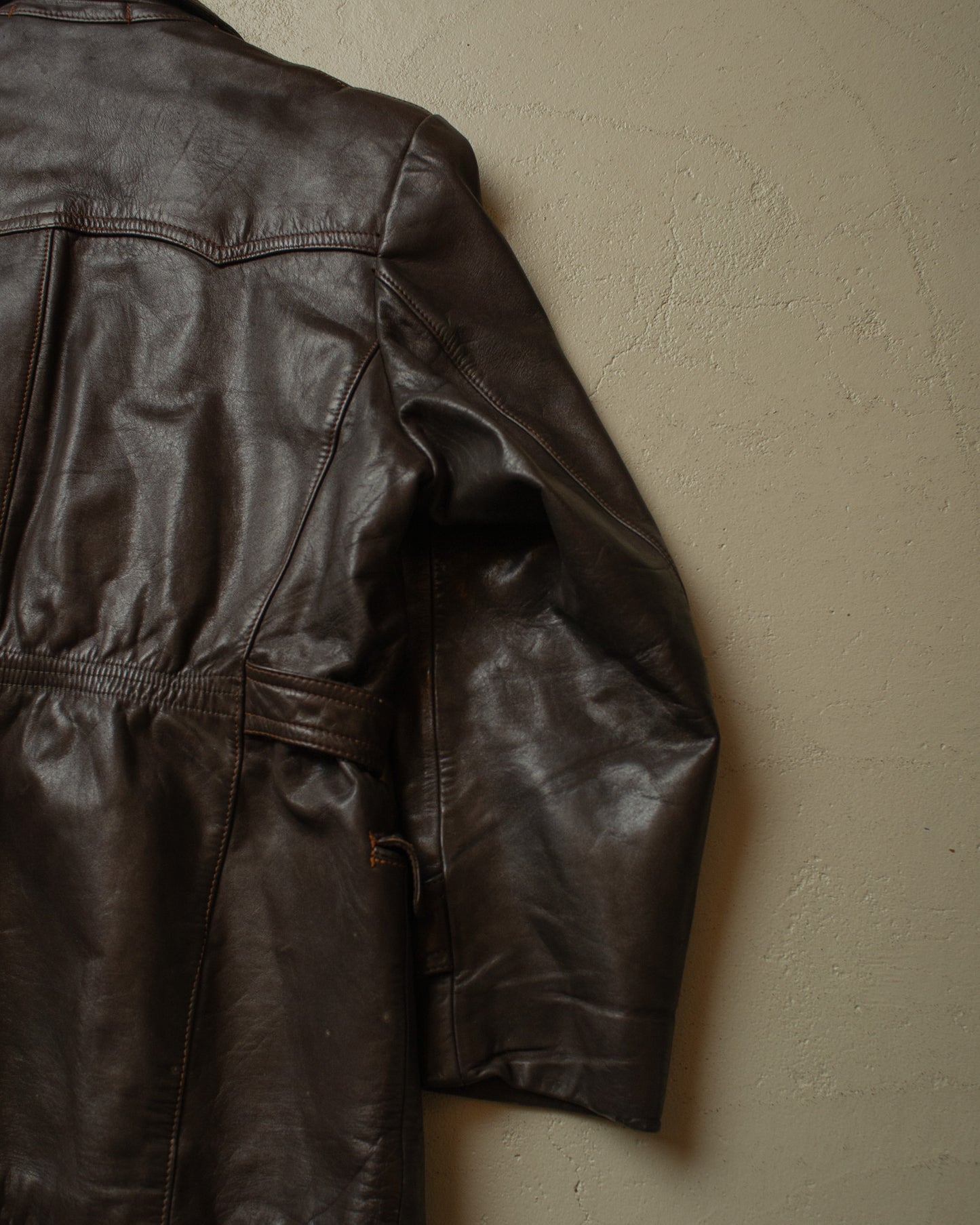 1950s German Biker Leather Jacket brown - M