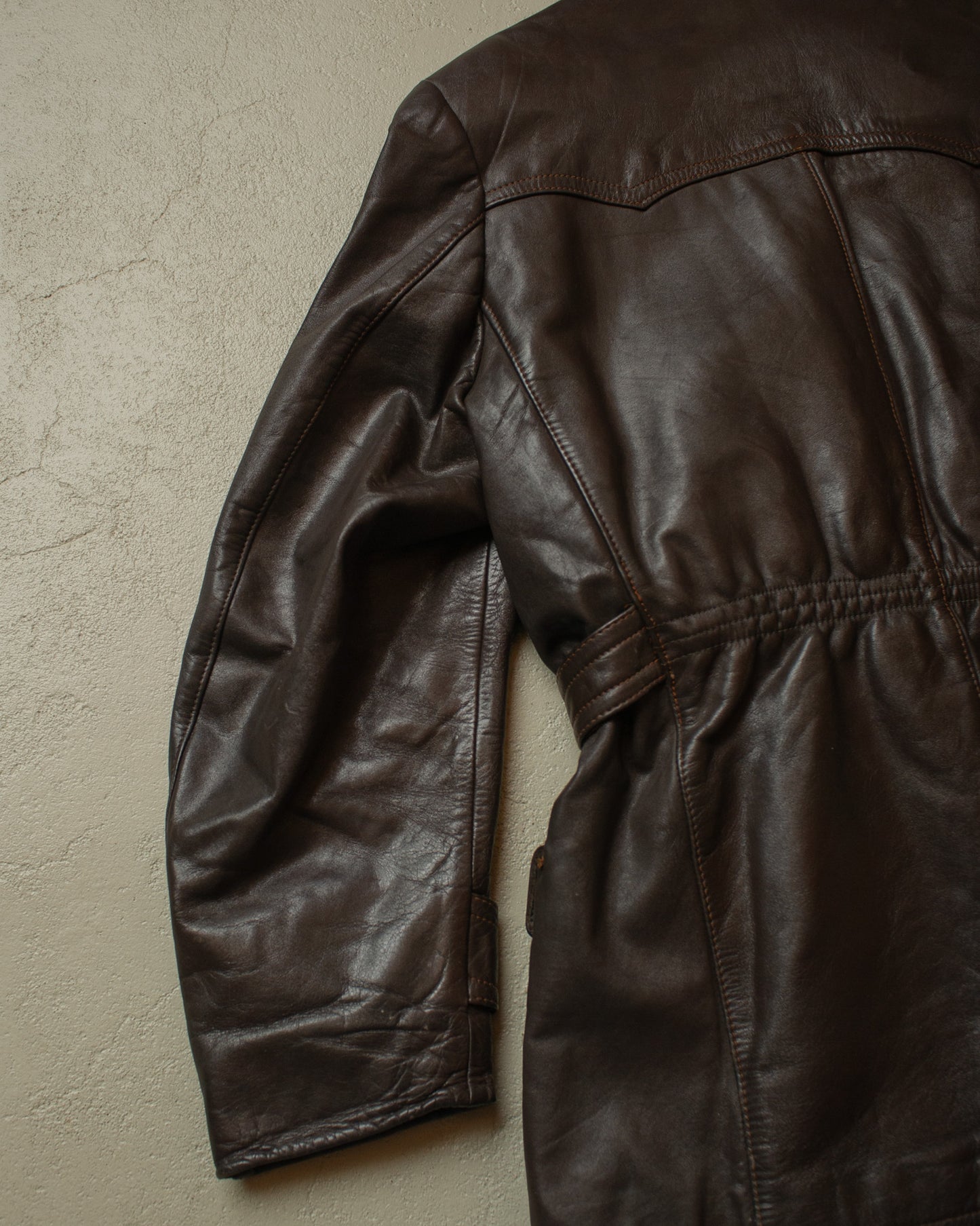 1950s German Biker Leather Jacket brown - M