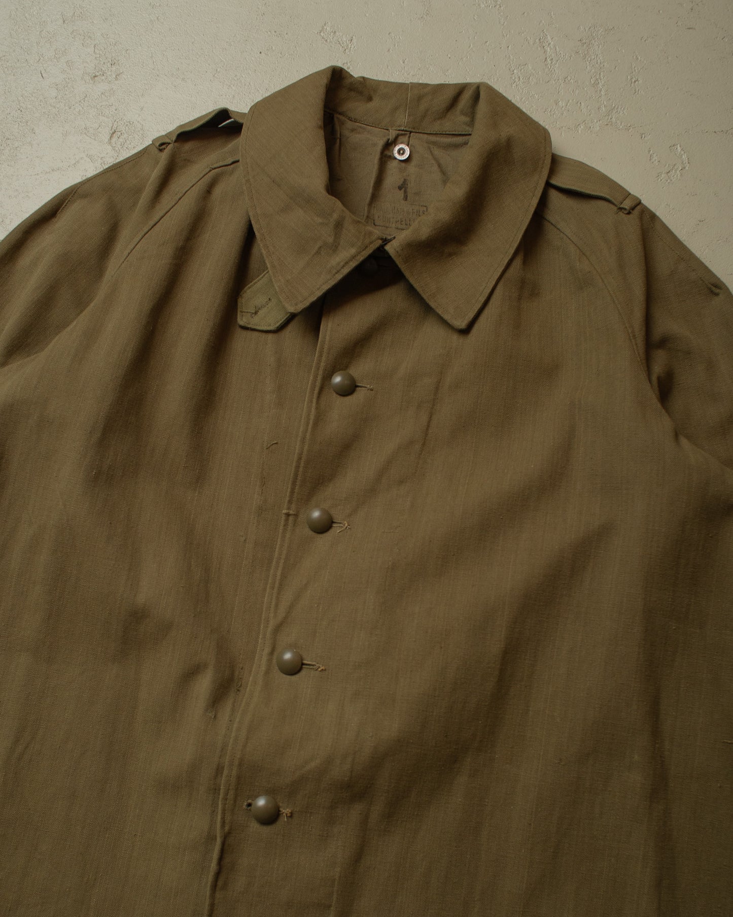1950s French Motorcycle Canvas Coat green - M
