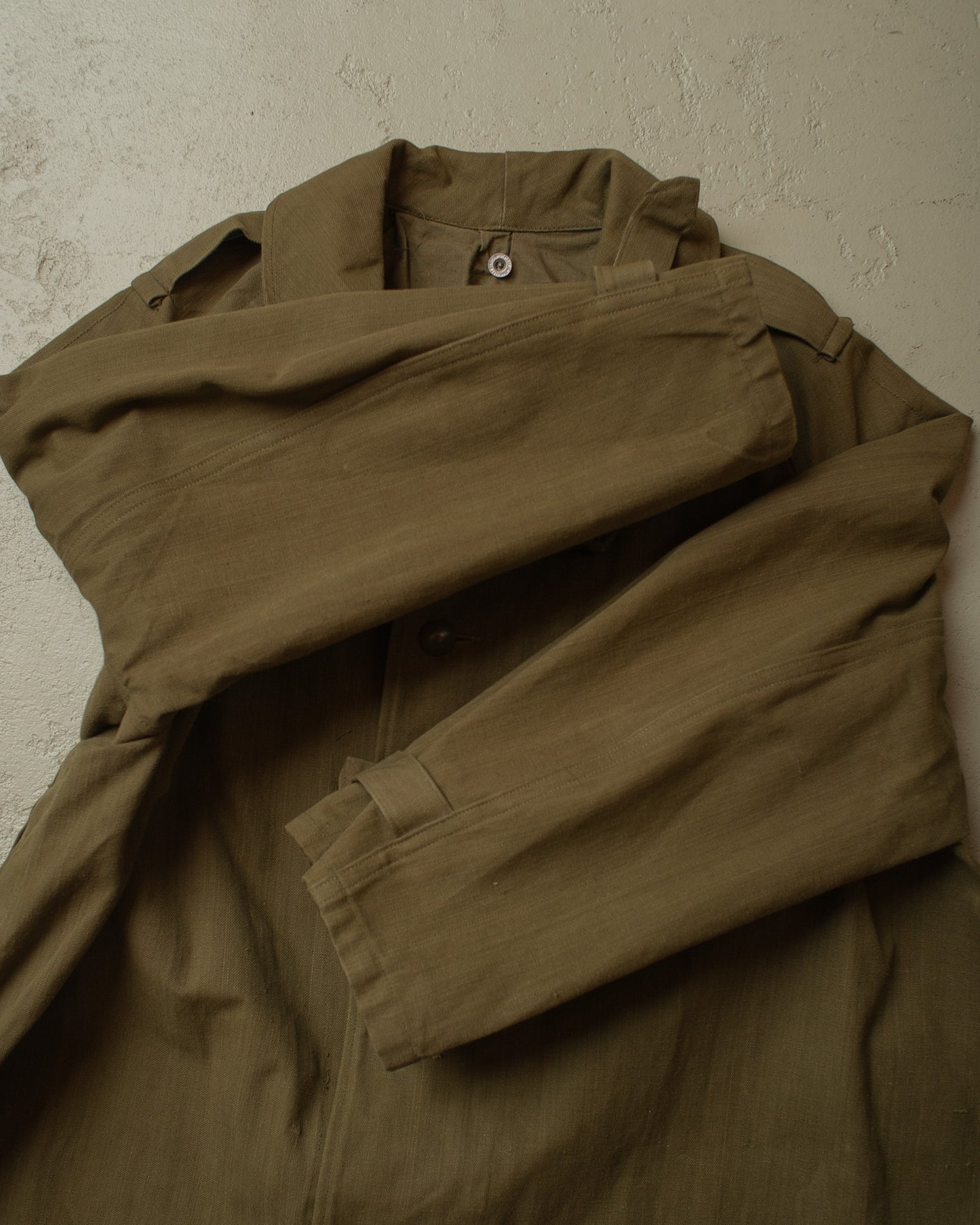 1950s French Motorcycle Canvas Coat green - M