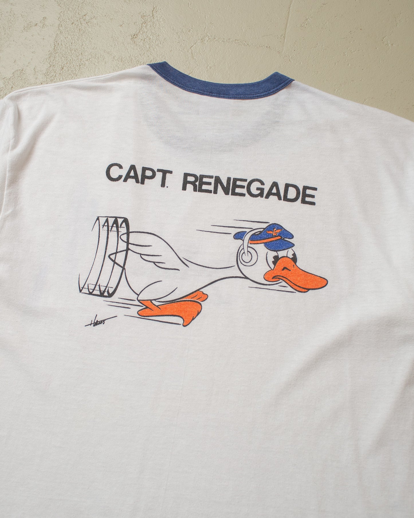 1980s Capt. Renegade Ringer T-shirt white - XL